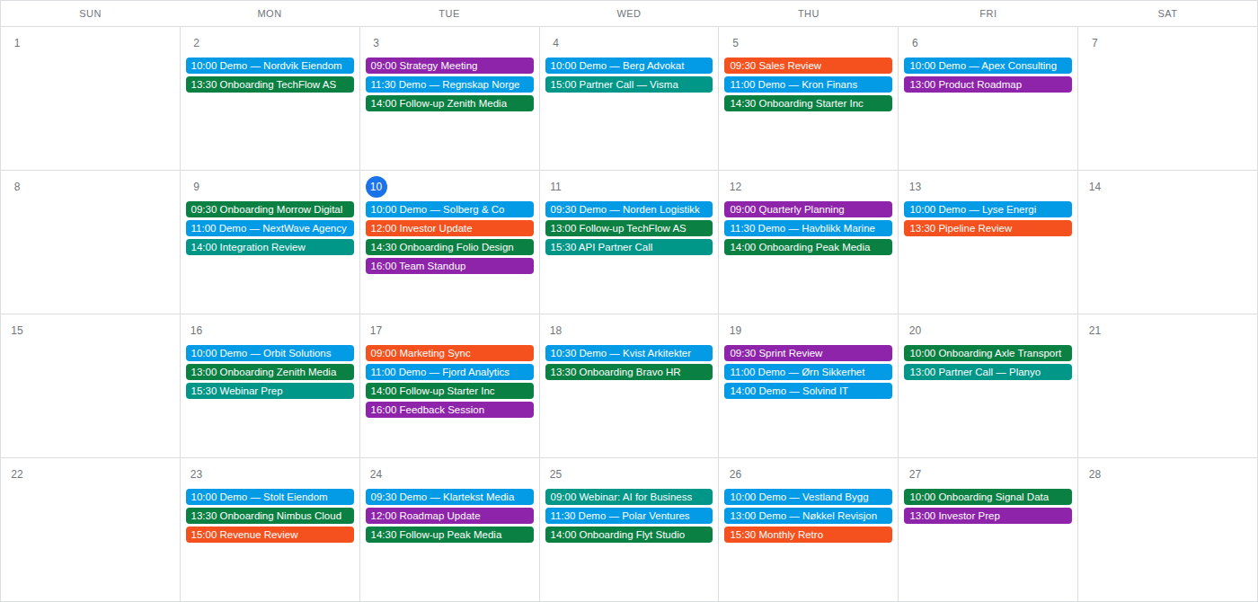 Calendar full of booked meetings
